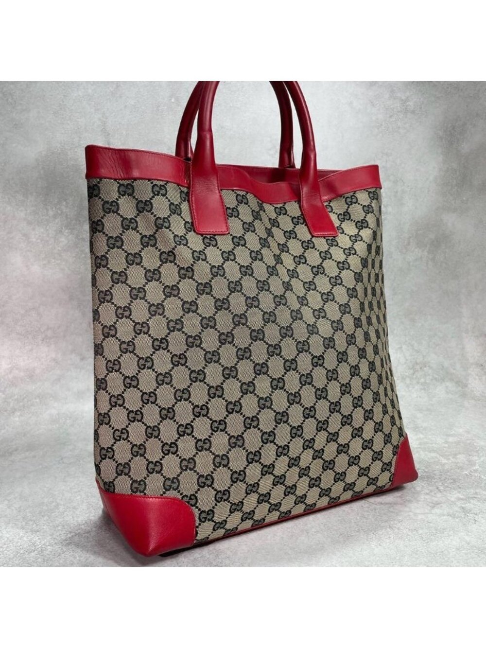 Gucci GG Tote Beige Red Logo Canvas